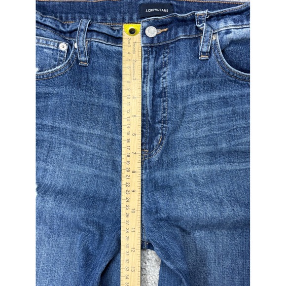 J.Crew Women 32(Measured 34) 2-Tone Tuxedo Stripe Jeans Med Wash Distressed - Picture 9 of 12